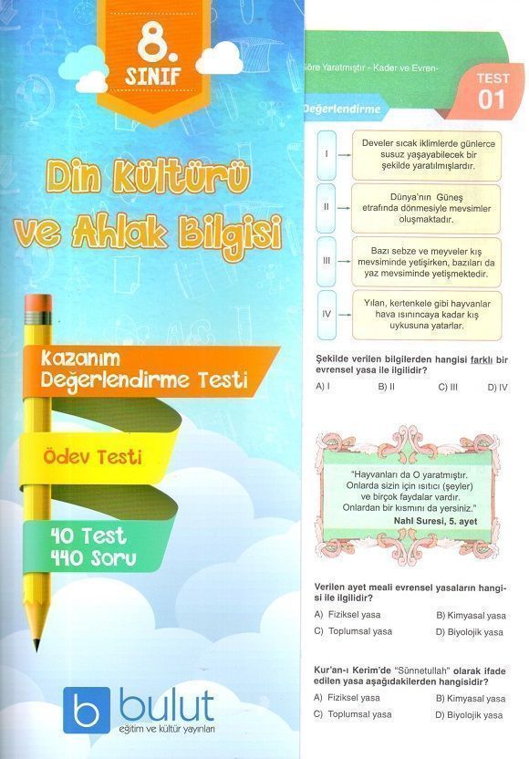 Bulut Eğitim ve Kültür Yayınları 8. Sınıf Din Kültürü ve Ahlak Bilgisi