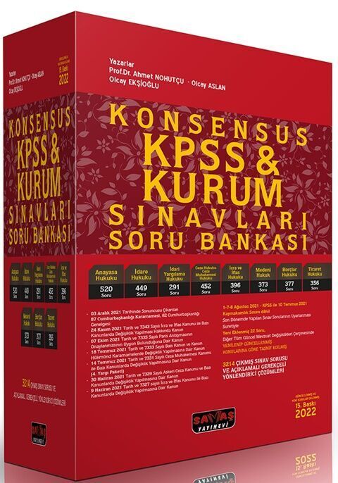 Savaş Yayınları 2022 KONSENSUS KPSS ve Kurum Sınavları Hukuk Soru Bankası