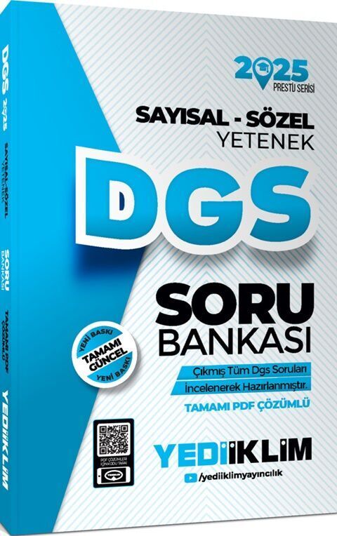 Yediiklim Yayınları 2025 DGS Prestij Serisi Sayısal-Sözel Yetenek Tamamı PDF Çözümlü Soru Bankası 