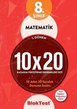 Bloktest Yayınları 8. Sınıf Matematik 10 x 20 1.Dönem Kazanım Pekiştirme Denemeleri Seti