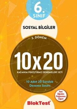 Bloktest Yayınları 6. Sınıf Sosyal Bilgiler 10 x 20 2.Dönem Kazanım Pekiştirme Denemeleri Seti