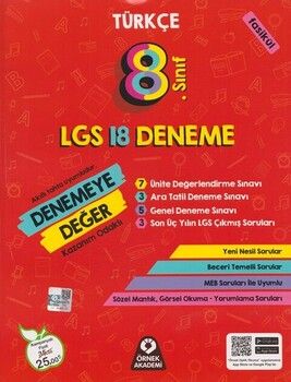 Örnek Akademi 8. Sınıf LGS Türkçe Denemeye Değer 18 Deneme