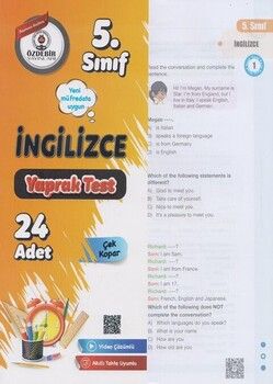 Özdebir Yayınları 5. Sınıf İngilizce Yaprak Test