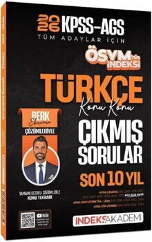 İndeks Akademi 2026 KPSS MEB AGS Türkçe Son 10 Yıl Konu Konu Çıkmış Sorular Çözümlü