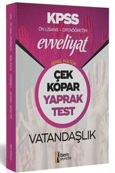 İsem Yayınları KPSS Ön Lisans Ortaöğretim Vatandaşlık Evveliyat Çek Kopar Yaprak Test