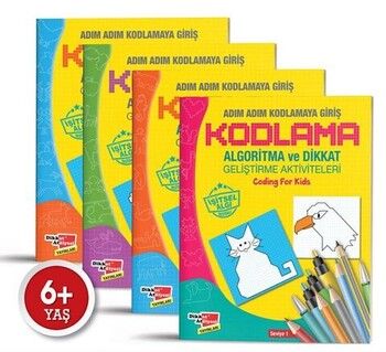 Dikkat Atölyesi Yayınları Kodlama Algoritma Temelli Adım Adım Kodlama 4 lü Kitap Seti
