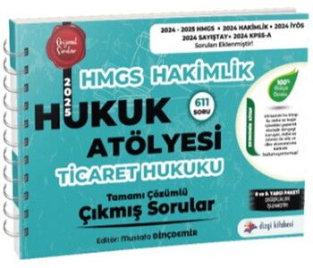 Dizgi Kitap Hukuk  Atölyesi Hakimlik HMGS Hukuk Mesleklerine Giriş Sınavı Ticaret Hukuku Tamamı Çözümlü Çıkmış Sorular