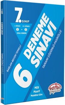 Editör Yayınları 7. Sınıf Bağlam Ve Beceri Temelli Tamamı Çözümlü 6 Deneme Sınavı