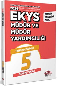 Editör Yayınları 2026 MEB EKYS Müdür ve Müdür Yardımcılığı Tamamı Çözümlü 5 Deneme Sınavı