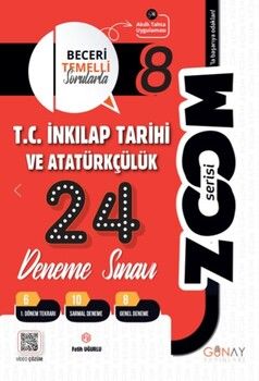 Günay Yayınları 8. Sınıf T.C. İnkılap Tarihi ve Atatürkçülük Zoom Serisi 24 li Branş Denemeler