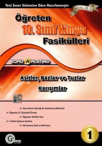 Gür Yayınları 10. Sınıf Kimya Fasikülleri Asitler Bazlar ve Tuzlar Karışımlar