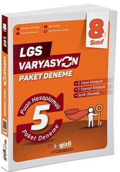 Gizli Yayınları 8. Sınıf LGS VARYASYON 5 li Paket Deneme