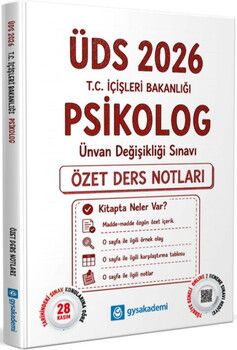 GYSAkademi 2026 ÜDS T.C. İçişleri Bakanlığı Psikolog Özet Ders Notları