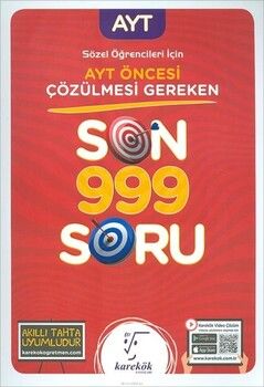 Karekök Yayınları  AYT Öncesi Çözülmesi Gereken Sözel Son 999 Soru