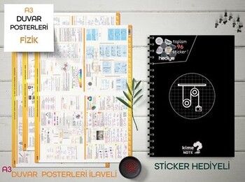 Kime Note TYT Kareli Fizik Okul Defteri Konu Anlatımlı 3 Büyük Poster ve 96 Sticker Hediye
