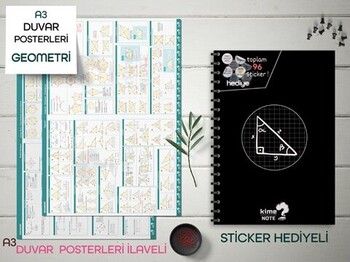 Kime Note TYT Kareli Geometri Okul Defteri Konu Anlatımlı 2 Büyük Poster ve 96 Sticker Hediye