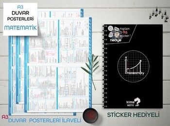 Kime Note TYT Kareli Matematik Okul Defteri Konu Anlatımlı 3 Büyük Poster ve 96 Sticker Hediye