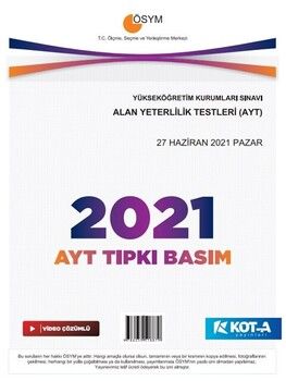Kota Yayınları AYT 2021 Tıpkı Basım