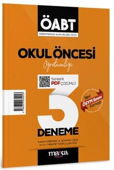 Marka Yayınları  ÖABT Okul Öncesi Öğretmenliği Tamamı Çözümlü 3 Deneme