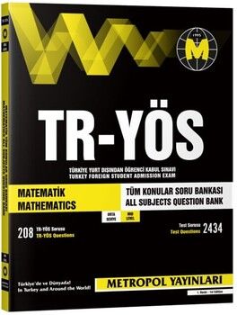 Metropol Yayınları TR YÖS Matematik Tüm Konular Soru Bankası Orta Seviye