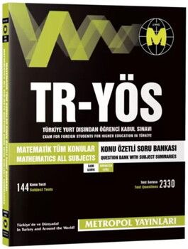 Metropol Yayınları TR YÖS Matematik Tüm Konular Soru Bankası