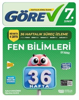 Nitelik Yayınları 7. Sınıf Fen Bilimleri Görev 36 Haftalık Süreç İzleme Kitabı