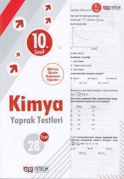 Nitelik Yayınları 10. Sınıf Kimya 28 Yaprak Test