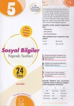 Palme Yayınları 5. Sınıf Sosyal Bilgiler Yaprak Test