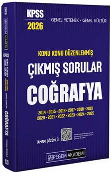 Pegem Akademi 2026 KPSS GYGK Coğrafya Konu Konu Düzenlenmiş Tamamı Çözümlü Çıkmış Sorular