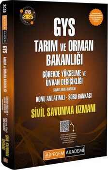 Pegem Yayınları 2025 GYS Tarım ve Orman Bakanlığı Sivil Savunma Uzmanı Hazırlık Konu Anlatımlı Soru Bankası