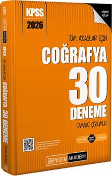 Pegem Yayınları 2026 KPSS Tüm Adaylar İçin Coğrafya 30 Deneme Tamamı Çözümlü