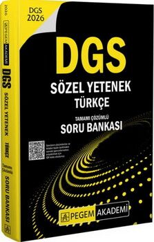 Pegem Yayınları 2026 DGS Sözel Yetenek Türkçe Tamamı Çözümlü Soru Bankası