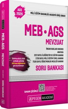 Pegem Yayınları 2026 MEB AGS Mevzuat Soru Bankası Tamamı Çözümlü