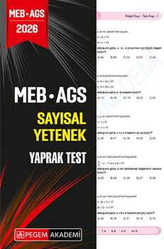 Pegem Yayınları 2026 MEB AGS Sayısal Yetenek Yaprak Test