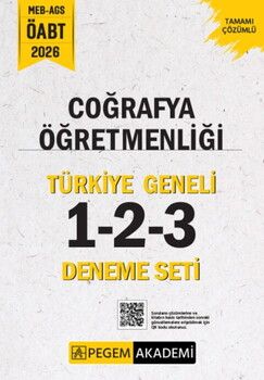 Pegem Yayınları 2026 MEB AGS ÖABT Coğrafya Öğretmenliği Tamamı Çözümlü Türkiye Geneli 1-2-3 Deneme Seti
