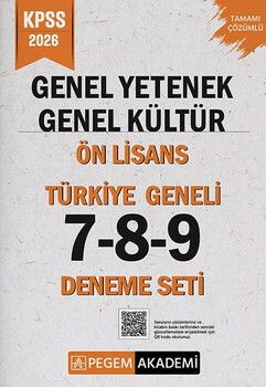 Pegem Yayınları 2026 KPSS Genel Yetenek Genel Kültür Ön Lisans Türkiye Geneli 7-8-9 Deneme Seti