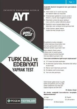 Pegem Yayınları AYT Türk Dili ve Edebiyatı Yaprak Test