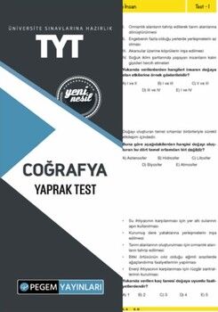 Pegem Yayınları TYT Coğrafya Yaprak Test