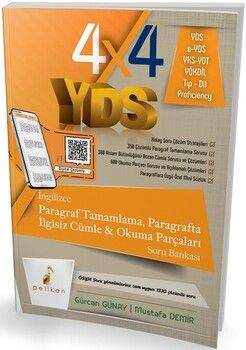 Pelikan Yayınları 4x4 YDS Seti Paragraf Tamamlama, Paragrafta İlgisiz Cümle ve Okuma Parçaları 2. Kitap