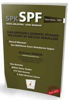Pelikan Yayınları SPK SPF Dar Kapsamlı Sermaye Piyasası Mevzuatı ve Meslek Kuralları Konu Anlatımlı Soru Bankası 1001