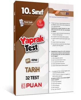 Puan Yayınları 10. Sınıf Tarih Yaprak Test