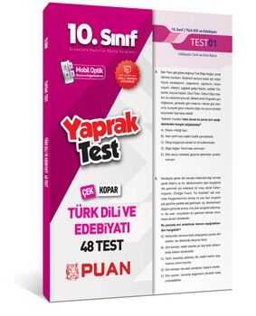 Puan Yayınları 10. Sınıf Türk Dili ve Edebiyatı Yaprak Test