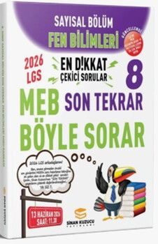Sinan Kuzucu 2026 8. Sınıf Fen Bilimleri Sayısal Bölüm Son Tekrar Soru Bankası
