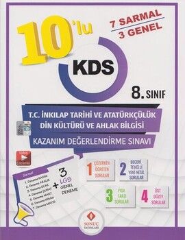 Sonuç Yayınları 8. Sınıf T.C. İnkılap Tarihi ve Atatürkçülük Din Kültürü ve Ahlak Bilgisi 10 lu Kazanım Değerlendirme Sınavı