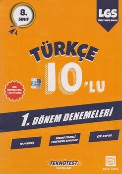 Teknotest Yayınları 8. Sınıf LGS 1. Dönem Türkçe 10 lu Denemeleri