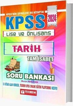 Teorem Yayıncılık 2024 KPSS Lise Ön Lisans Tarih Tam İsabet Soru Bankası