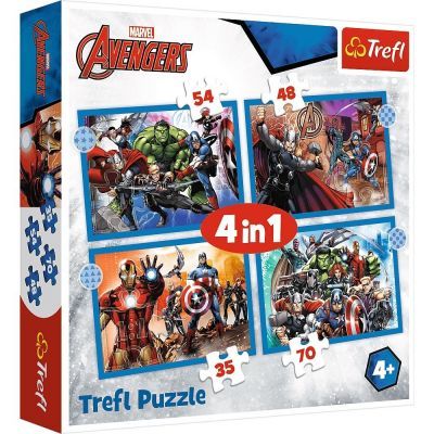 Trefl Çoçuk Brave Avengers / Dısney Marvel The Avengers 4 In 1 Puzzle