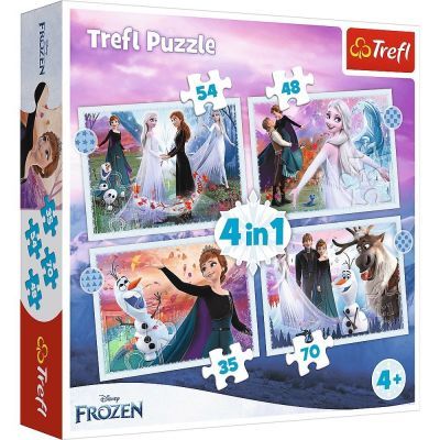 Trefl Çoçuk Magıc In The Forest / Dısney Frozen 2 4 In 1 Puzzle