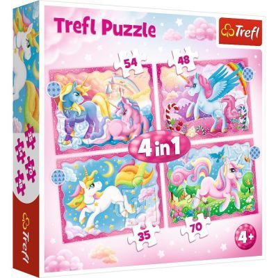 Trefl Çoçuk Unıcorns And Magıc / Trefl 4 In 1 Puzzle