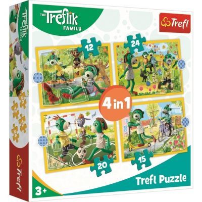 Trefl Puzzle (12, 15, 20, 24)'' - Treflık'S Common Fun / Studıo Trefl Rodzına Treflıków 4'lü 35+48+54+70 Parça Yapboz